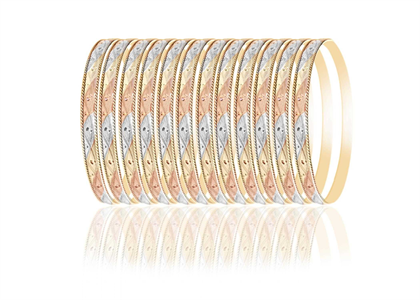 Three Tone Plated Side Veni Bangles